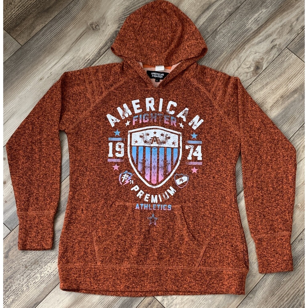 American Fighter Women's Premium Athletics Hooded Sweatshirt Orange Size LARGE